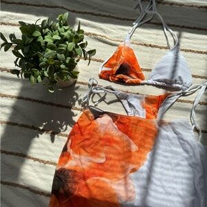 Orange Floral Bikini Set
